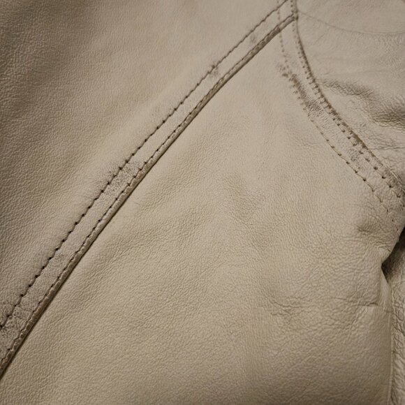 Danier White Genuine Leather Moto Jacket - Size P (Petite/Small) - Picture 12 of 16